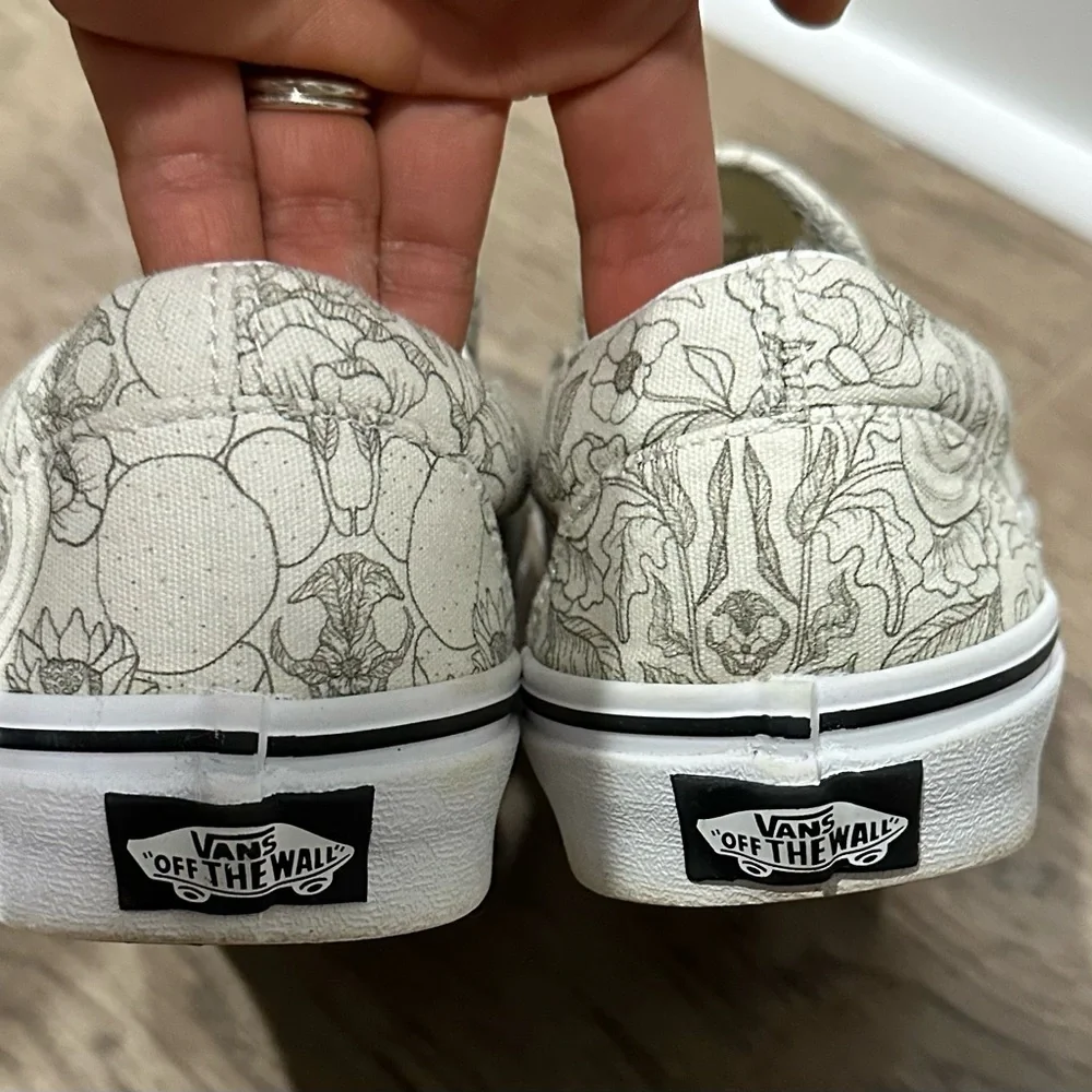 Vans Women's Slip-On Shoes - Cream and Gray - Picture 3 of 4